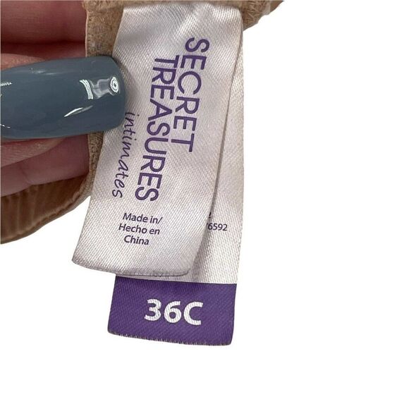 Nude Beige Underwire Bra Womens Size 36C Lightly Lined Secret Treasures Bra - Picture 8 of 9